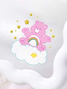 SHEIN X Care Bears 奶油色波浪邊飾桌面鏡，星星雲朵卡通印花梳妝鏡，便攜式化妝鏡，適用於更衣室桌面日常梳妝 - 白色 - 查看 3