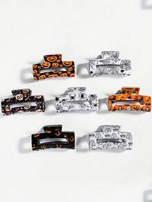 1cp Halloween Ghost Print Hair Clips Holiday Outfit Accessory Theme Event Souvenir Party Costume Cosplay Decor Fun Halloween Gift - A - View 9