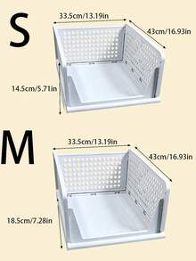 1PC Foldable Stackable Storage Basket Drawer Organizer Box For Closet Clothing Dresser Shelf Rack Bedroom Kitchen Desktop Snack Display Holder Collapsible Bin Container For Home Organization Wardrobe Tidy - White - View 13
