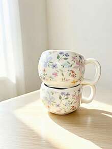 Milk Whoosh Petal Mouth Floral Butterfly Bow Mug, Suitable For Home, Dormitory And Office Use, Breakfast, Afternoon Tea, Milk Coffee, Gift High Aesthetic Ceramic Water Cup - Multicolor - View 2