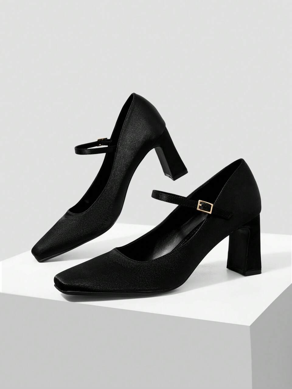 MOTF Zapatos de tacón grueso con punta cuadrada para mujer, zapatos de primavera para el Día de San Valentín
