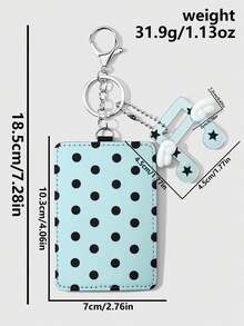 ROMWE Anime 1 Simple High-End Casual Blue Polka Dot Wing Note Star Pickup Cover, Card Card, Student ID Card Cover DIY Keychain, Bag Pendant, Daily Wear - Blue - View 3