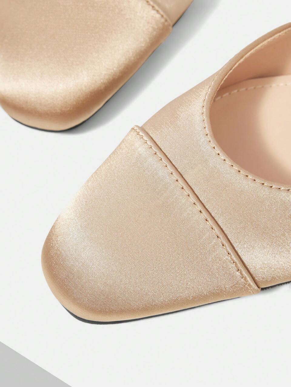 MOTF FOUR SEASONS COMFORTABLE WOMEN'S FLAT BOTTOM SLINGBACK SHOES, SATIN MATERIAL, APRICOT ELEGANT AND VERSATILE