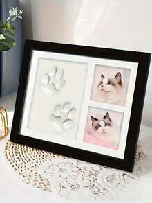 1Pc Universal Size Non Ink Clean Touch Non Marking Reusable Mess Free Pet Paw Print Hand And Foot Print Dog Nose Print Set With Photo Frame White Clear Imprint Multicolor Design Pet Souvenir For Pet Lovers Pet Enthusiasts For Memorial Keepsake - 1 set - View 5
