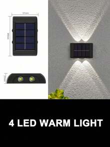 Teckwe 1件 4LED/6LED/8LED 太陽能上下照日光壁燈，戶外防水LED階梯燈，現代裝飾壁燈，適用於戶外庭院、花園、草坪、露台、中庭、圍欄、車道、小徑裝飾燈，萬聖節、聖誕節、感恩節禮物（配備600mAh電池） - Long Wall Lamp - 查看 12