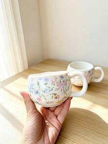Milk Whoosh Petal Mouth Floral Butterfly Bow Mug, Suitable For Home, Dormitory And Office Use, Breakfast, Afternoon Tea, Milk Coffee, Gift High Aesthetic Ceramic Water Cup - Multicolor - View 3
