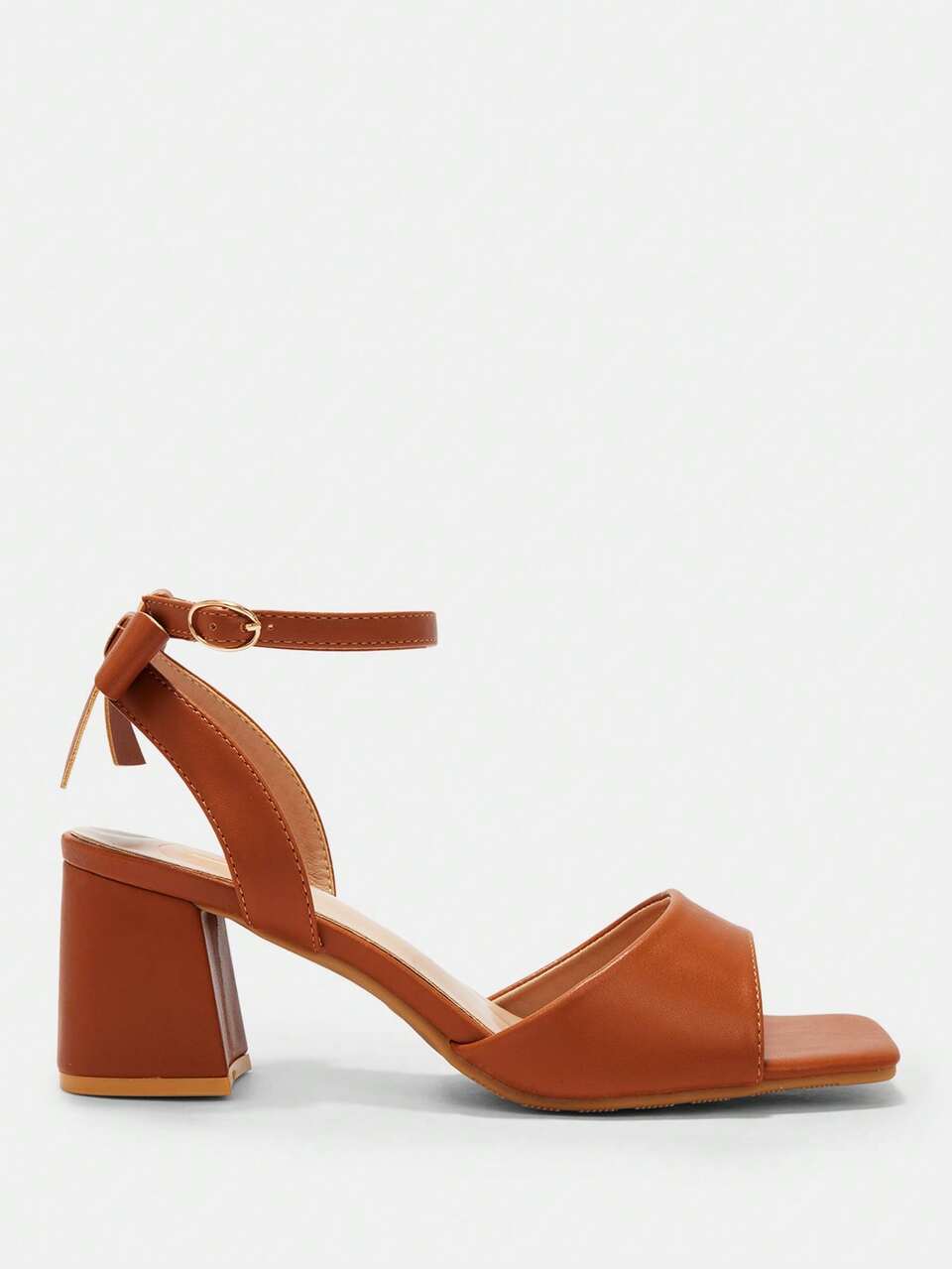 CUCCOO CURVES Women's Square Toe Buckle Design Daily Versatile Fashion Wide Last High Heels
