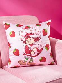 Strawberry Shortcake X SHEIN 1個可愛裝飾抱枕套（不含枕芯），尺寸 45 * 45 cm / 30 * 50 cm，柔軟舒適的絨毛布料，適用於家居裝飾、汽車、禮品等 - 彩色 - 查看 2