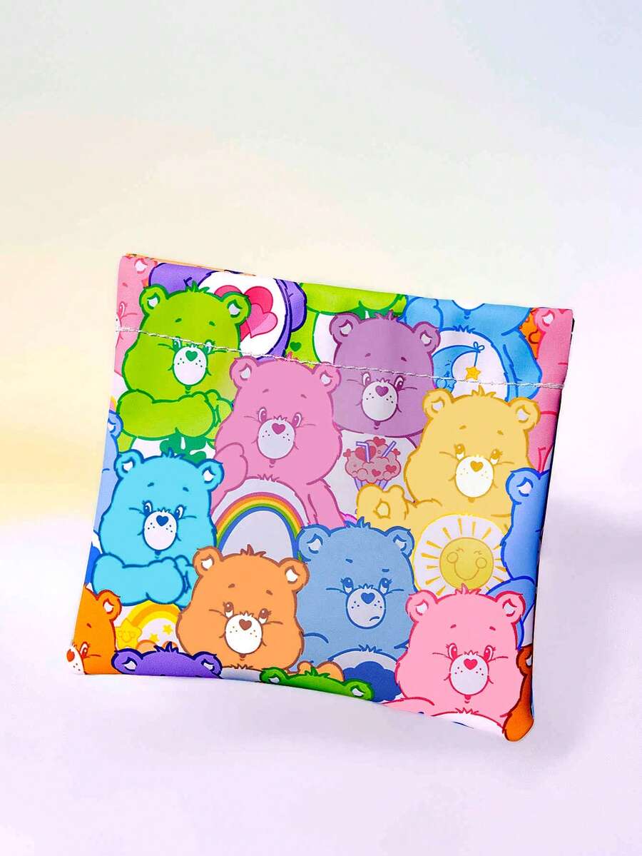 SHEIN X Care Bears Cute Bear Print Snap Storage Pouch, Auto Spring Open, For Earphones, Data Cables & Small Gadgets, Compact Portable For Travel Daily Use - Multicolor - View 1