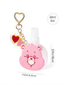 SHEIN X Care Bears 60ml/2oz 心形熊可補充噴霧瓶附吊飾鑰匙圈，便攜式酒精、香水與液體儲存瓶，適合旅行與日常攜帶 - 深粉 - 查看 5