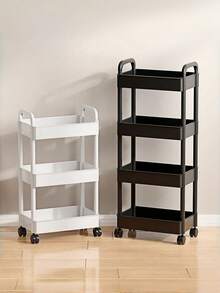 1PC Heavy Duty Multi Tier Portable Rolling Storage Cart Easy Assemble Compact Plastic Shelf Unit Fit Small Space Kitchen Bathroom Bedroom Office Home Commercial Storage Accessory - Multicolor - View 6