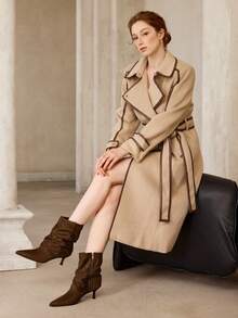 MOTF Botas de media pantorrilla con punta puntiaguda y cremallera lateral para Navidad y primavera - Verde Oscuro - Ver 2