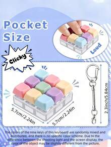 1 Buah Mainan Pereda Stres Keyboard 9-in-1, Gantungan Kunci Fidget Clicker dengan Tombol Tekan, Mainan Jari Sensorik Pereda Kecemasan untuk Kantor, Sekolah, Rumah, Gadget Dekompresi Portabel dalam Warna Macaron Morandi, Hadiah yang Bagus - MultiWarna - View 11