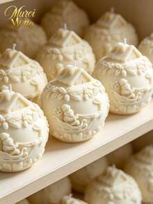 Muroi Mono Christmas Three-Dimensional Embossed Round Ball Aromatherapy Candles, Featuring Two Classic Christmas-Themed Designs, Paired With Christmas Trees, Snowmen, And Other Intricate Details, Available In Multiple Colors - Santa fireplace - View 4
