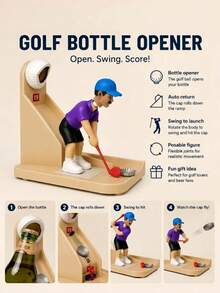 1PC Golfer Shaped Beer Bottle Opener With Cap Catcher Slot Design Home Bar Kitchen Decor Tool Unique Funny Gift For Golf Lovers Party Bar Wall Mount Storage Rack - View 6