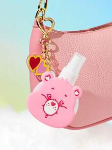 SHEIN X Care Bears 60ml/2oz 心形熊可補充噴霧瓶附吊飾鑰匙圈，便攜式酒精、香水與液體儲存瓶，適合旅行與日常攜帶 - 深粉 - 查看 4