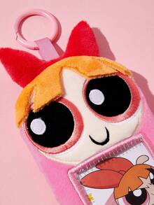 THE POWERPUFF GIRLS X SHEIN Pink Animation Card Bag, Three-Dimensional Hair Shape, Suitable For Putting Idou Small Cards, Work Cards, Campus Cards, Transportation Cards, Etc., Transparent PVC Window Design, Can Be Hung On The Bag - Powerpuff Girls - View 2