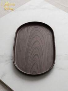 Muroi Mono 1pc PP Imitation Wood Grain Oval Serving Tray, Decorative Storage Platter For Snack Dessert Tea Cup, Kitchen Cafe Dining Table Home Decor - Multicolor - View 4