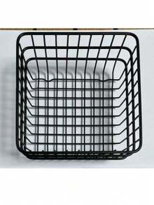1 Matte Black Trapezoidal Minimalist Tabletop Storage Basket, Metal Organizer Basket For Kitchen And Bathroom Without Drilling, Small Golden Trapezoidal Basket, Pink Rectangular Basket, Bathroom Accessories, Room Decoration - Multicolor - View 16