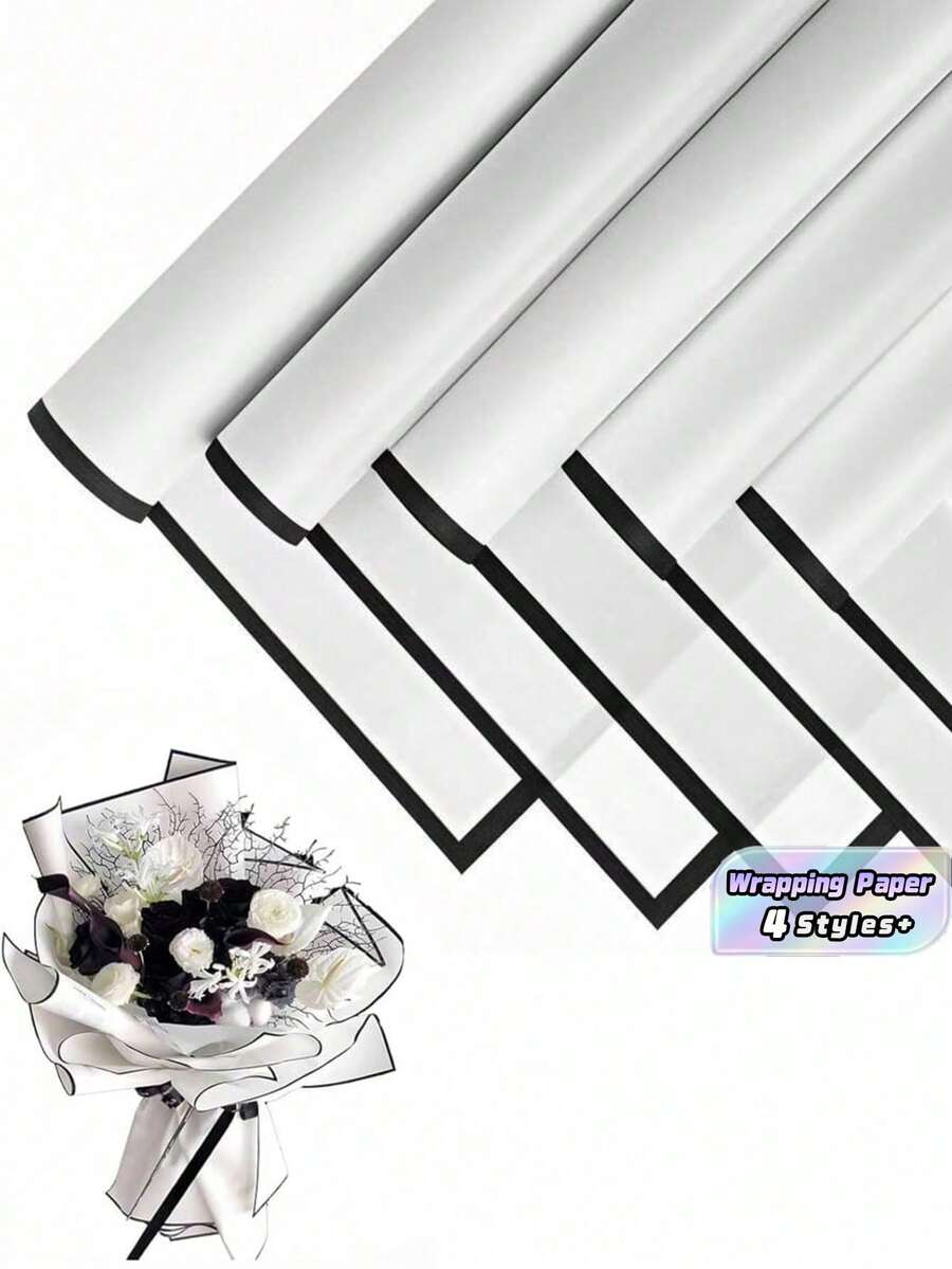 韓式花束包裝紙，適用於DIY手工、禮品包裝、裝飾、花藝用品，23英吋 X 23英吋，包裝紙 - 多色 - 查看 1