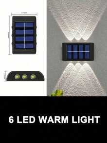 Teckwe 1件 4LED/6LED/8LED 太陽能上下照日光壁燈，戶外防水LED階梯燈，現代裝飾壁燈，適用於戶外庭院、花園、草坪、露台、中庭、圍欄、車道、小徑裝飾燈，萬聖節、聖誕節、感恩節禮物（配備600mAh電池） - Long Wall Lamp - 查看 16