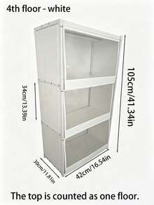 4 Layer 1pc Dustproof Storage Cabinet With Lid, Wardrobe, Bookcase, Storage Rack, Improves Space, Stable And Stylish, Easy To Assemble And Disassemble, Portable, Suitable For Living Room, Bedroom, Entrance, Office - Multicolor - View 7