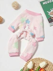 PETSIN 1pc Pet Cat/Dog Universal Pink Flannel Warm Colored Star Print Overall - Multicolor - View 6