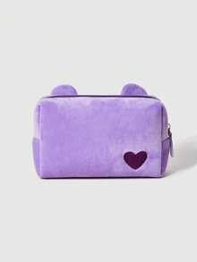 ROMWE X Care Bears Purple Bear Velvet Makeup Storage Bag - Purple - View 3