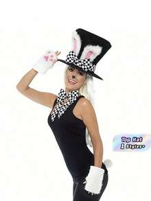 1PC Velvet Rabbit Ear Top Hat, Easter Bunny Hat, Easter Party Decoration, Carnival Headwear, Magic Hat, Stage Performance Hat - multicolor - View 1