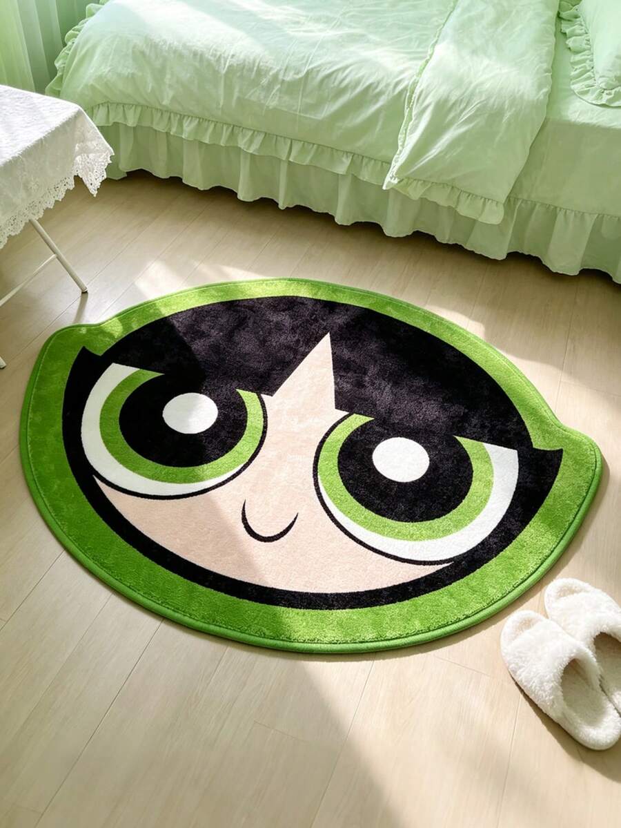 THE POWERPUFF GIRLS X SHEIN 1 Piece LOGO Decorative Carpet - Green - View 1