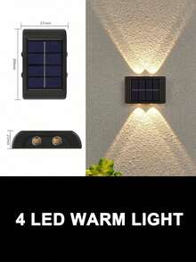 Teckwe 1件 4LED/6LED/8LED 太陽能上下照日光壁燈，戶外防水LED階梯燈，現代裝飾壁燈，適用於戶外庭院、花園、草坪、露台、中庭、圍欄、車道、小徑裝飾燈，萬聖節、聖誕節、感恩節禮物（配備600mAh電池） - Long Wall Lamp - 查看 13