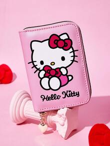 HELLO KITTY AND FRIENDS | SHEIN 可愛貓咪印花珠寶收納包，粉色PU材質附拉鍊，適用耳環/項鍊/戒指，小巧便攜，適合旅行/居家使用 - 粉 - 查看 2
