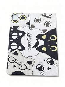 1 buah Casing Akrilik Motif Kucing Hitam Putih, Penutup Tidur Otomatis dengan Slot Pena, Penyangga Multi-Sudut - MultiWarna - View 10