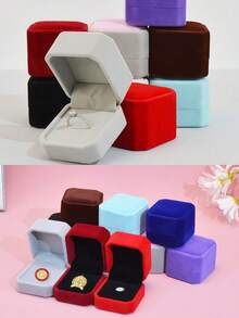 1/2/4件裝奢華天鵝絨珠寶盒，黑色優雅設計，適合求婚、婚禮、訂婚與情人節，戒指、耳環、項鍊、新娘飾品理想禮物，送給她的禮物 - 白色 - 查看 5