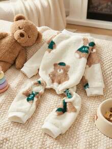 PETSIN 1pc Pet Cat Dog Universal Fleece Warm Jumpsuit Bear Print - Multicolor - View 5