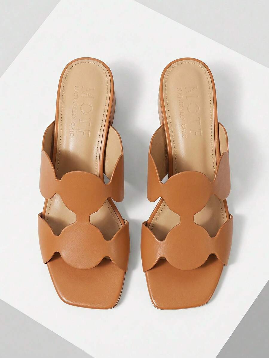 MOTF SIMPLE AND GENEROUS, FASHIONABLE AND VERSATILE, CASUAL WORKPLACE COMMUTER WOMEN'S HIGH-HEELED SANDALS - yellowish brown - View 2