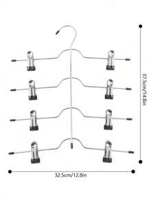 1pc 4-Layer Pants Rack, Hanger, Pants Hanger, Space-Saving Hanging Closet Organizer, Space-Saving Hanger With Clips, Wardrobe Organization And Storage, Holiday Decoration, Room Decoration, Home Decoration, Bedroom Decoration - black - View 10