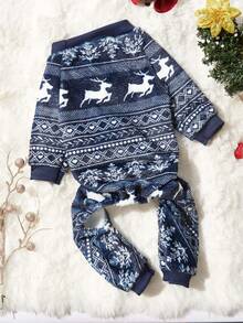 PETSIN 1pc Pet Fair Isle Reindeer Fleece Jumpsuit, Warm & Cozy For Small To Medium Cats & Dogs - Multicolor - View 5