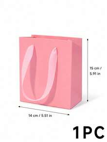 Muroi Mono 1/5/10 Packs Matte Pink Paper Gift Bags With Soft Satin Handheld Handles, 5.5*5.9 Inch Reinforced Bottom Stand-Up Square Pouches, Minimalist Luxury Packaging Bag For Birthday Wedding Holiday Gift Wrapping - Pink - View 10