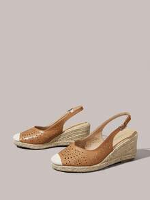 Styleloop Ladies, Rubber Band Cross Strap, Straw Rope, Sandals, High Heels. Fall Shoes - Burnt Orange - View 7