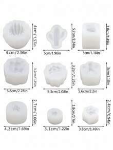9pcs/Set Silicone Candle Molds – Modern Cactus Design, Reusable DIY Candle Making Kit For Home, Crafts, Gifts | Non-Stick, Flexible, Durable Candle Soap Mold For Aromatherapy, Wedding, Party Decor (6.7x3.1in) - White - View 6