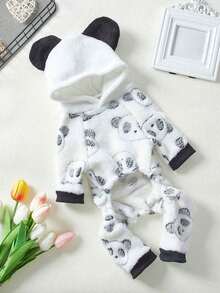 PETSIN 1pc Panda Head Print Cosplay Pet Jumpsuit Autumn And Winter Thick Warm Flannel Pet Clothing - Multicolor - View 9