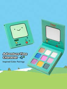 ADVENTURE TIME X SHEIN 1件 9色眼影盤，彩色調色盤，可愛IP設計，精緻小巧，高顯色眼影 - 馬卡龍撞色 - 查看 3