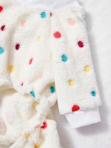 PETSIN 1pc Color Polka Dot Printed Pet Jumpsuit White Autumn/Winter Flannel Warm And Comfortable Pet Warm Clothing - Multicolor - View 11