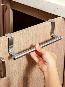 1 PC Elegant No Drill Over Door Towel Rack For Bathroom Kitchen Durable Rustproof Space Saving Wall Mounted Hanging Holder Strong Adhesive Hook Organizer Storage Rack Home Apartment Dorm Use Practical Decorative Stylish Multi Purpose - multicolor - View 8