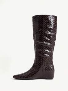 CUCCOO CHICEST Women's Shoes Autumn And Winter Woven High Boots Inner Heightening Retro Boots - reddish brown - View 11