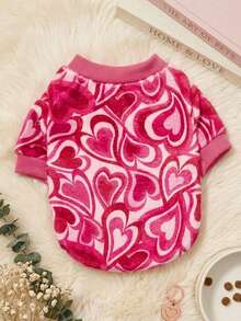 PETSIN 1 Pc Fleece Heart Print Warm Crewneck For Pet Dogs & Cats, Universal - Multicolor - View 1