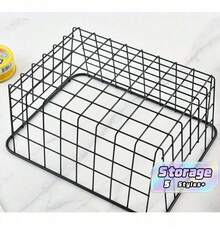 1 Matte Black Trapezoidal Minimalist Tabletop Storage Basket, Metal Organizer Basket For Kitchen And Bathroom Without Drilling, Small Golden Trapezoidal Basket, Pink Rectangular Basket, Bathroom Accessories, Room Decoration - Multicolor - View 1