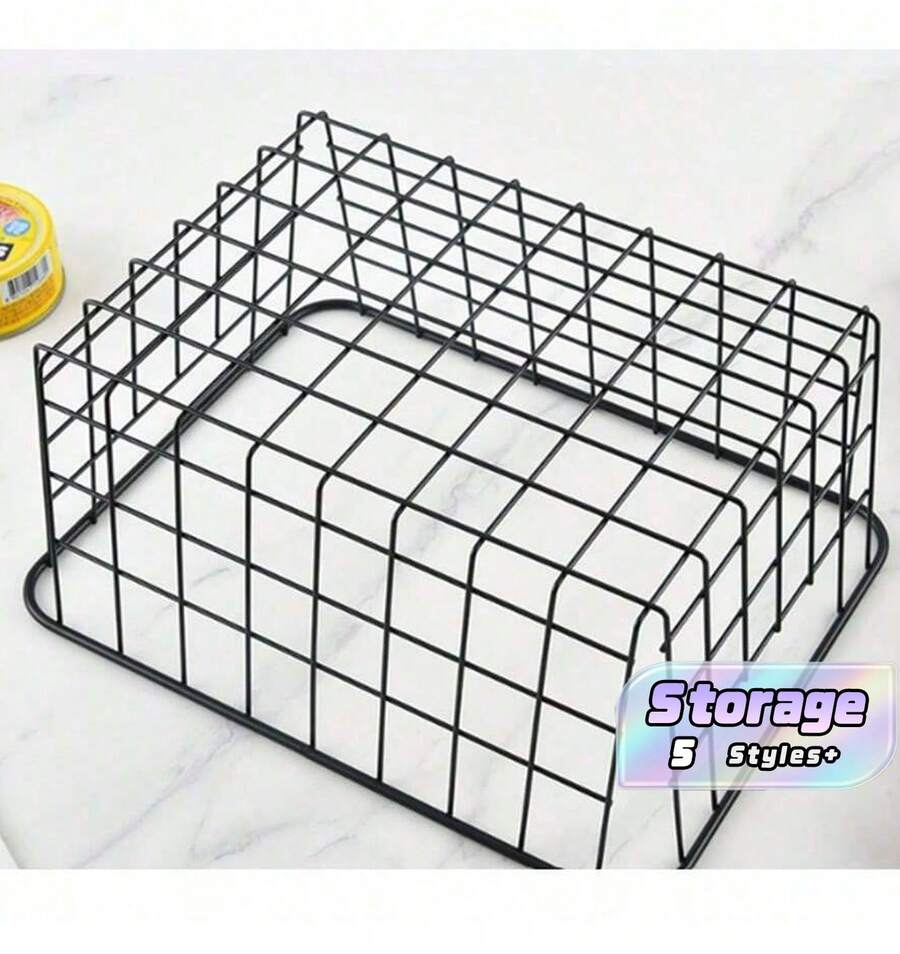 1 Matte Black Trapezoidal Minimalist Tabletop Storage Basket, Metal Organizer Basket For Kitchen And Bathroom Without Drilling, Small Golden Trapezoidal Basket, Pink Rectangular Basket, Bathroom Accessories, Room Decoration - Multicolor - View 1