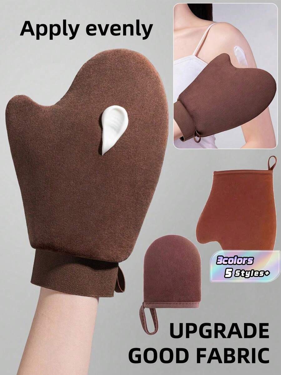 1Pc Reusable Self‑Tanning Glove For Face & Body, Double‑Sided Lotion Applicator Glove, Washable Velvet Lining Tanning Mitt With Thumb Design, Applicator For Self Tanner, Sunscreen, Body Oil Spa Skincare - Multicolor - View 1